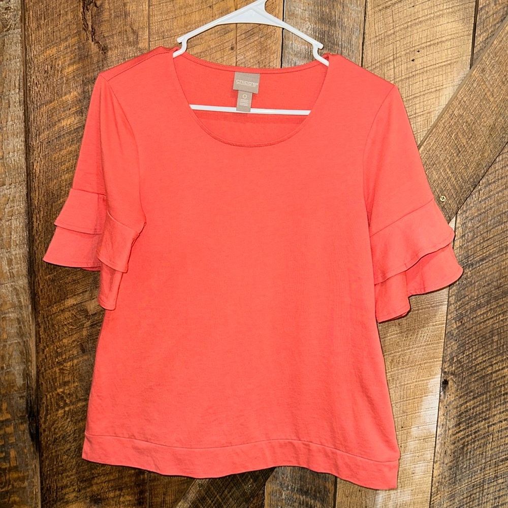 Chico’s Ruffle Sleeve Top Size 0